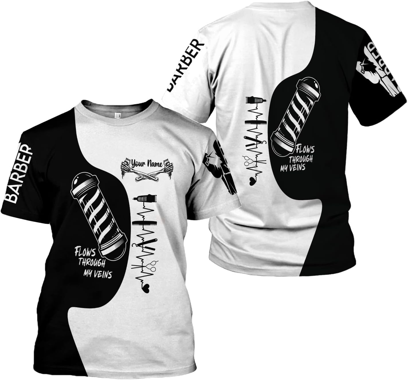 Vybonz Personalized Name Barber Gift for Barber 3D All Over Printed Shirts Gift for Men and Women
