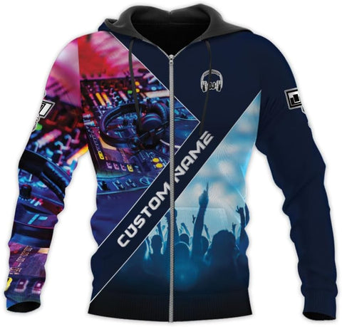 Woseprints Personalized DJ 3D T-Shirts, Custom DJ Shirt with Name, DJ Gifts for Men EDM Music Festival Clothing, Gift for DJ