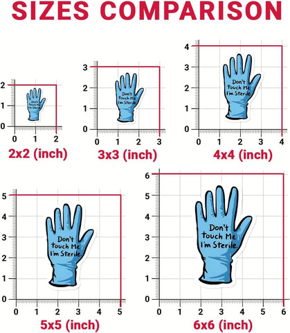 3 Pcs Don't Touch Me I'm Sterile Bumper Sticker, Surgical Tech Stickers, CNA Nurse Pediatric Labor Delivery Medical Assistant Nicu Vinyl Sticker 3x3 for Water Bottles Laptop Phone Car Helmet (SK2)