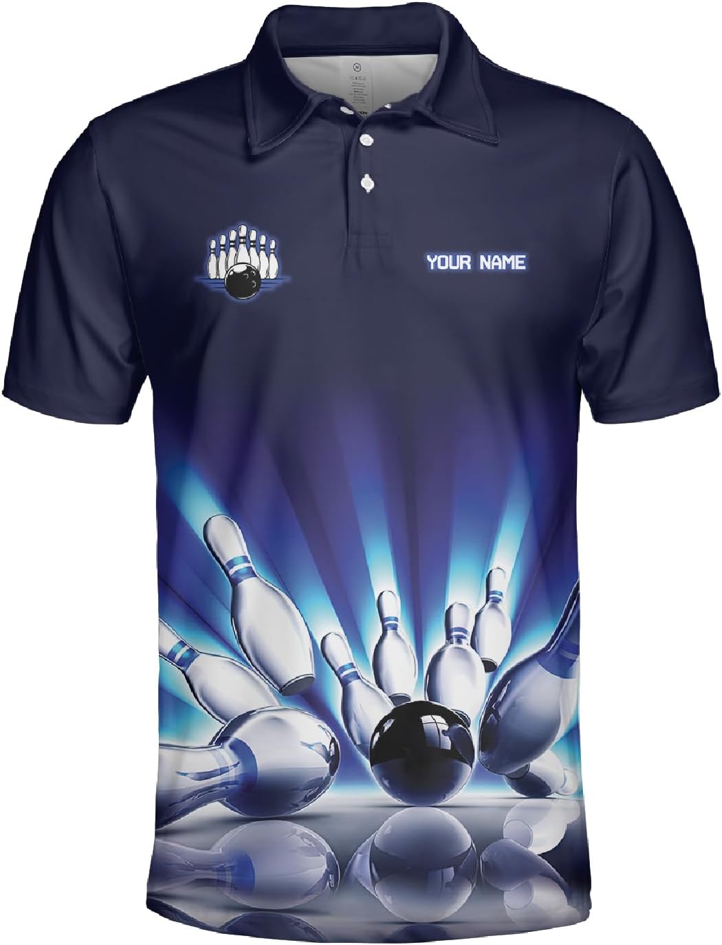 Personalized Name Bowling Polo Shirts 3D for Men & Women, Custom Bowling Shirts for Team, Bowling Team Polo Shirt (PE + 3-5% Spandex, PL100)