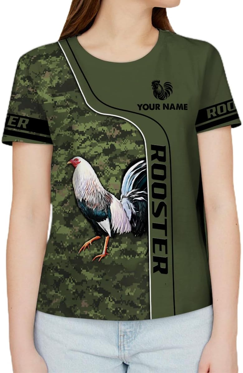 Mostefy Personalized Name Rooster Shirt 3D, Rooster Shirts for Men, Chicken Tshirts Shirts for Women, Funny Chicken Shirts
