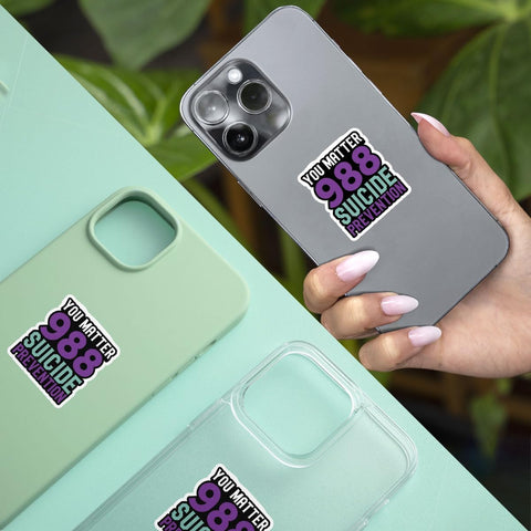 3 Pcs You Matter 988 Suicide Prevention Sticker, Mental Health Awareness Sticker, Purple Ribbon Sticker - Vinyl Sticker 3 Inches for Water Bottles Laptop Phone Car Window Helmet
