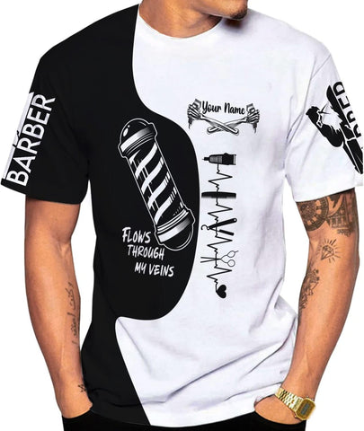 Vybonz Personalized Name Barber Gift for Barber 3D All Over Printed Shirts Gift for Men and Women