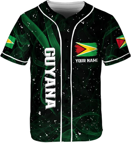 Leeprints Personalized Guyana Baseball Jersey Shirt, GuyaneseFlag Jersey, Guyana Guyanese Pride Jersey for Men and Women