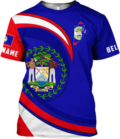 Artparel Personalized Belize Shirt Coat of Arms of Belize Flag Shirts Belizean Country Flag Gift T-Shirt Belizean Shirt S-5XL