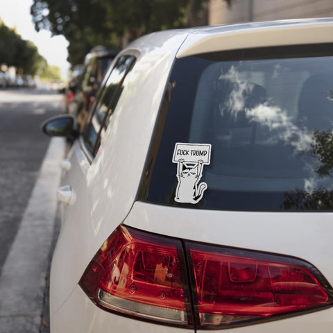 3 Pcs Fuck Trump Bumper Sticker, Anti-Trump Stickers, Fuck Trump Protest Cat Sticker, Anti MAGA Stickers - Vinyl Sticker 3x3 for Water Bottles Laptop Phone Car Helmet Hard Hat