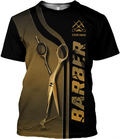 Personalized Name Barber 3D All Over Printed Shirts for Men & Women, Hair Stylist Shirt Gift for Barbershop