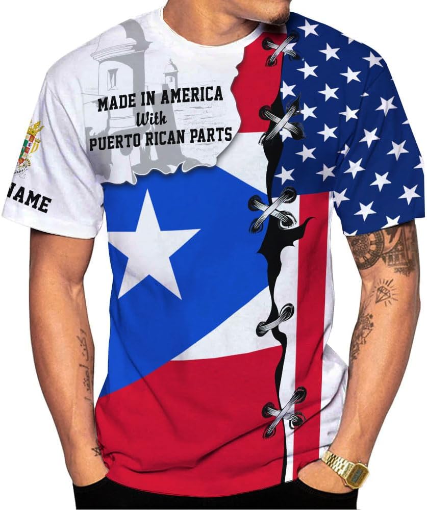 Suseaz Personalized Puerto Rico Shirts, Puerto Rican Pride Flag Tshirt Hoodie for Men and Women, Camisa Puerto Rico Shirt