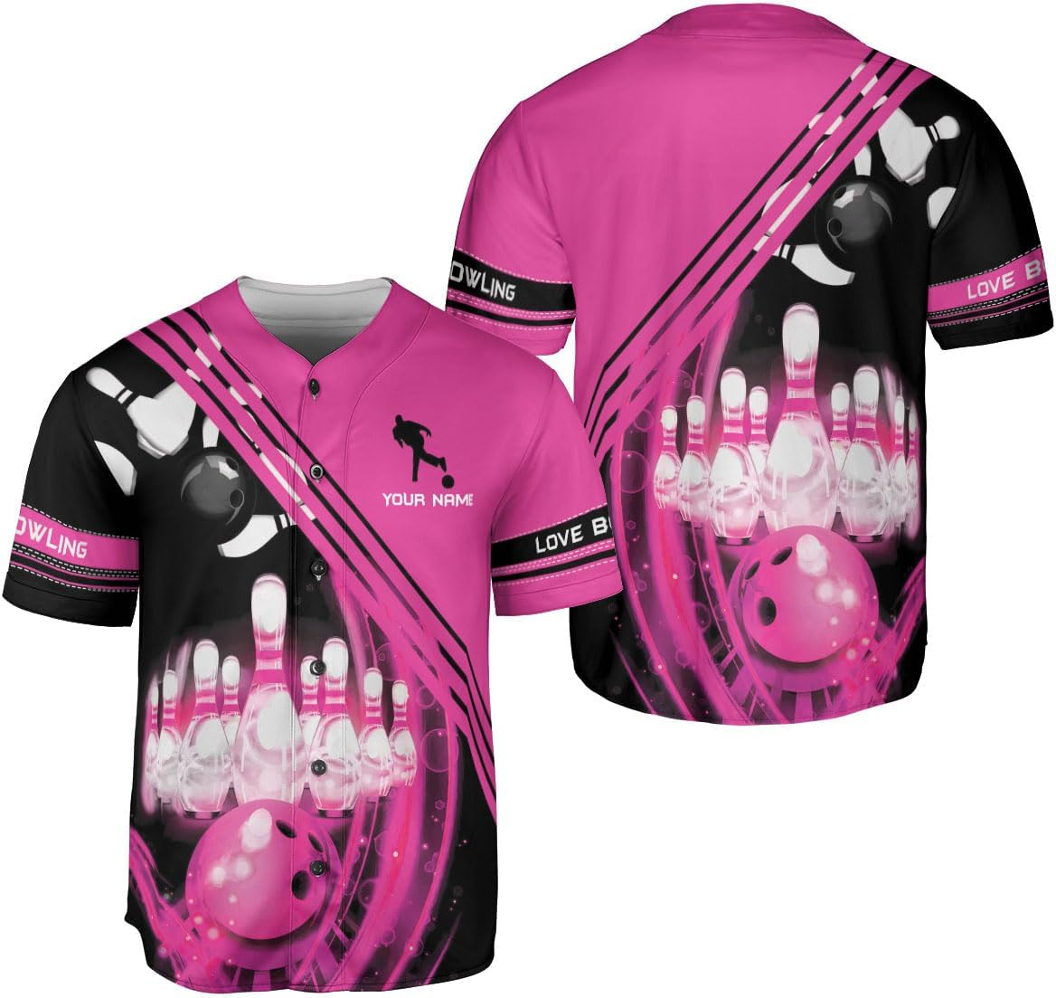HomeDesign Personalized Bowling Baseball Jersey Custom Bowling Shirts Bowling Gift Bowling Jersey Bowling Shirt Men Womens
