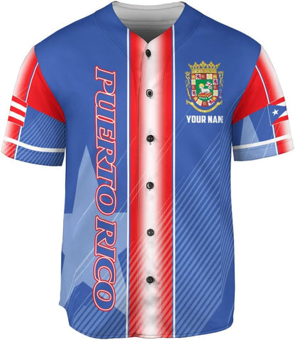 Mostprints Personalized Puerto Rico Baseball Shirt, Customized Team Name Puerto Rican Baseball Jersey for Men and Women S-5XL