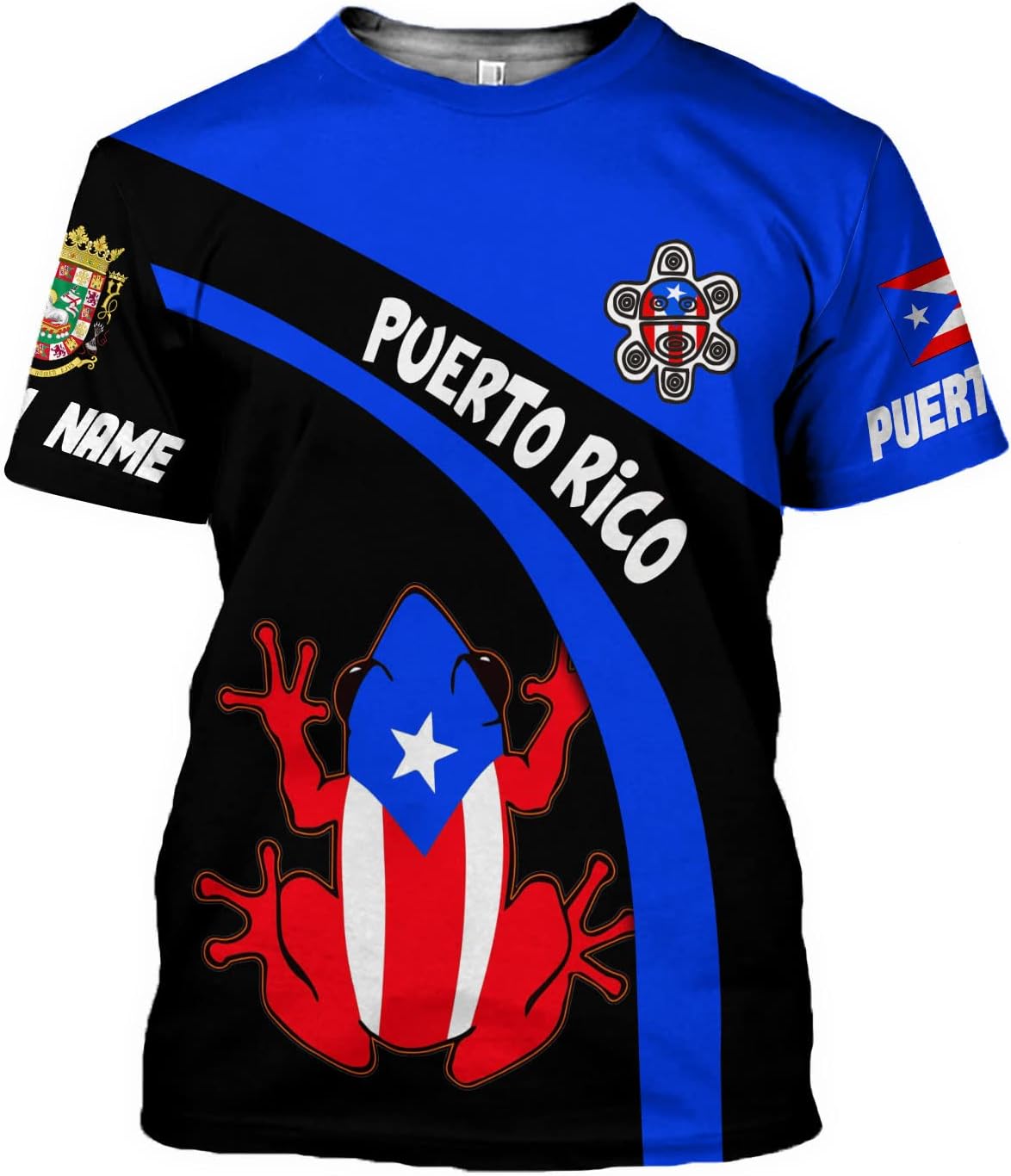 Woseprints Personalized Name Puerto Rico 3D Shirt, Puerto Rico Flag T-Shirt for Men & Women