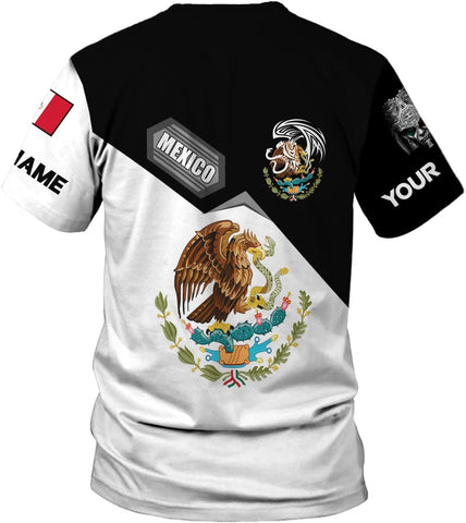 Mostefy Personalized Name Mexican Shirts 3D Customized Mexico Shirt US Flag, Mexican Shirts for Women Unisex