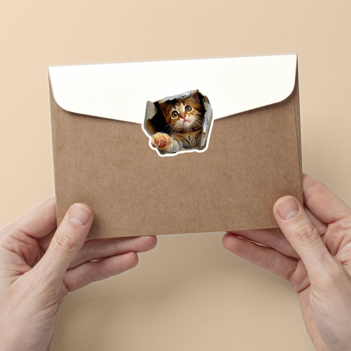 (3pcs) Cat Wall Sticker, Peeking Cat Sticker for Wall, 3D Wall Stickers, Self Adhesive Wall Mural, Tabby Cat Decals - Vinyl Stickers 3 Inches for Laptop Water Bottle Phone Car Window Helmet (Cat 1)