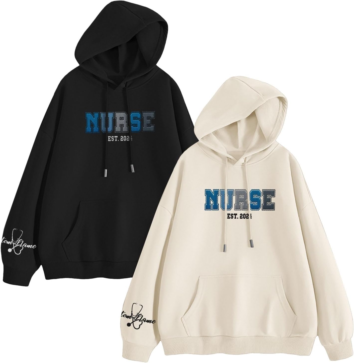 Custom Embroidered Nurse Sweatshirt Personalized Name Sleeve Gift for Women RN LPN CNA Cute Health Tee for School Medical