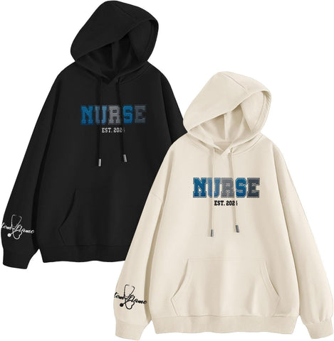 Custom Embroidered Nurse Sweatshirt Personalized Name Sleeve Gift for Women RN LPN CNA Cute Health Tee for School Medical