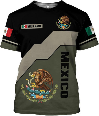 RoyalBro Personalized Mexico Shirt, Camisas de Mexico Customized Mexican Shirts Mexican Flag Mexico 3D Shirt for Men Women