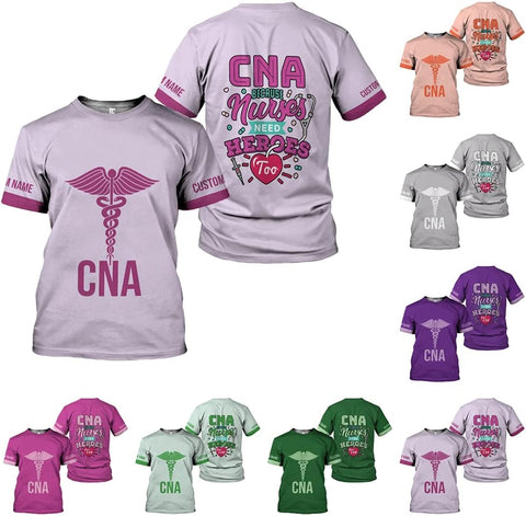 Generic Personalized Nurse Shirt, RN, CNA, Unisex-Adults, Short Sleeve, T-Shirt, 3D All-Over Print, Bl4, 5X-Large
