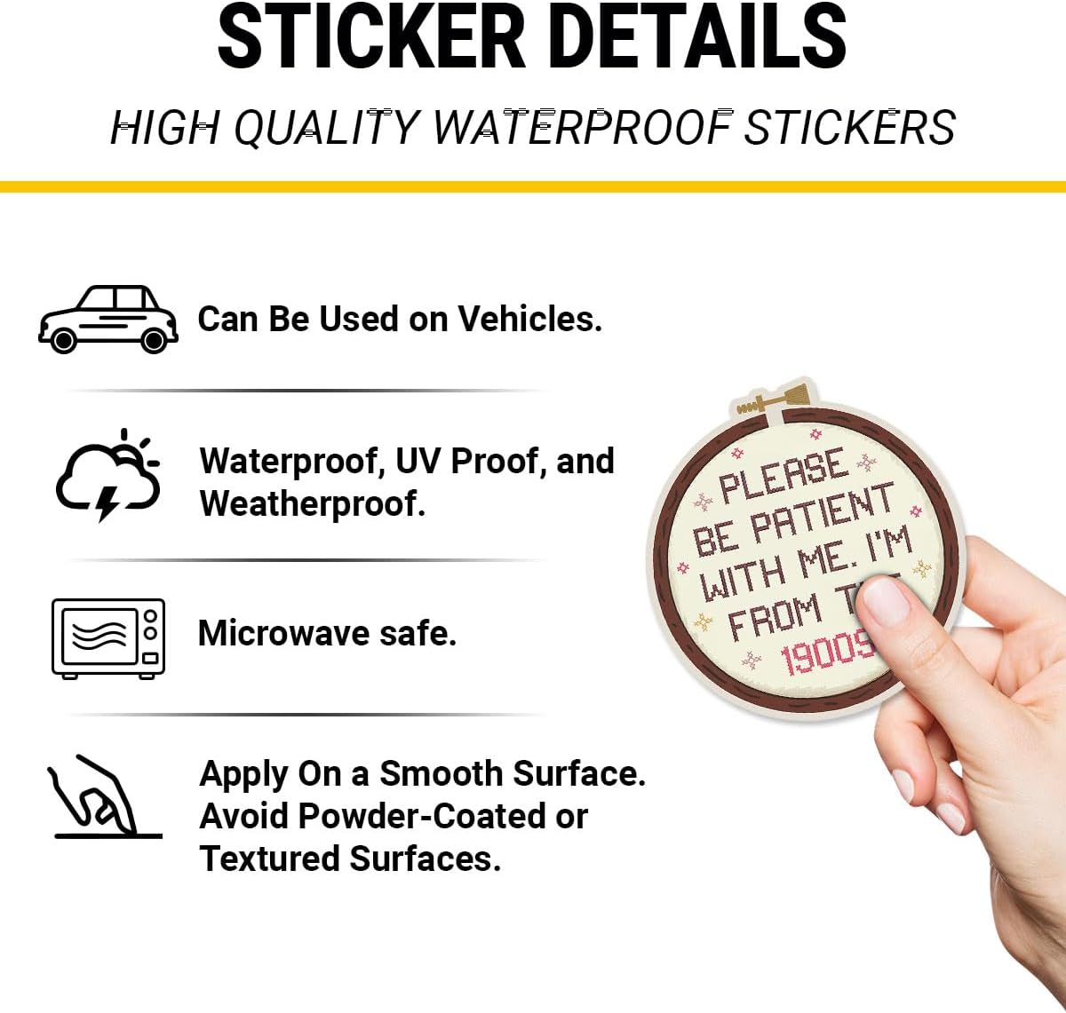 (3psc) Please Be Patient with Me I'm from The 1900s Sticker, Be Patient I'm from The 1900s Sticker for Patients, Funny Millennial Stickers 3" for Laptop Water Bottle Phone Helmet Window Kindle