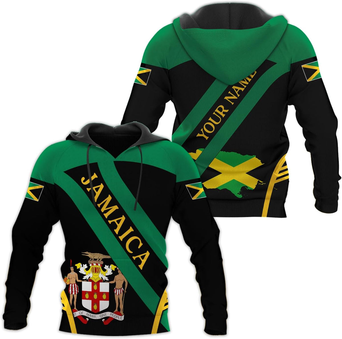 mostprints Personalized Jamaica Hoodie Camisa Jamaica Hoodies Jamaica Sweaters Shirts Men & Women Jamaican Pride Shirt Gifts