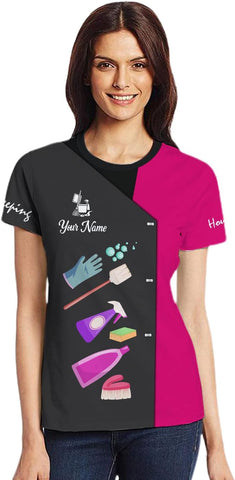 Personalized Housekeeping Shirt 3D All Print Cleaning Service Tshirt Gifts for Housekeeper, House Cleaning Uniforms for Women