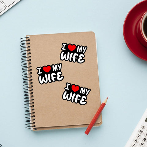 (3Pcs) I Love My Wife Sticker, I Heart My Wife Decal, Sticker Connection Funny Hot Wives Heart Vinyl Decals for Cars Trucks Vans Bumper Windows Waterbottles Laptops 3"x3"