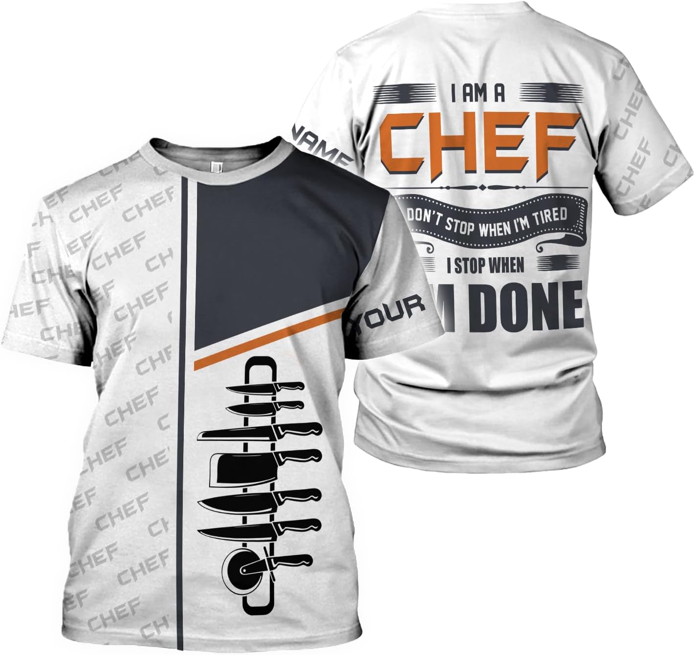 Custom Chef Shirt Chef Shirts for Men Gifts for Master Chef Lovers Custom Chef T Shirts for Men Funny 3D Chef Shirts for Men