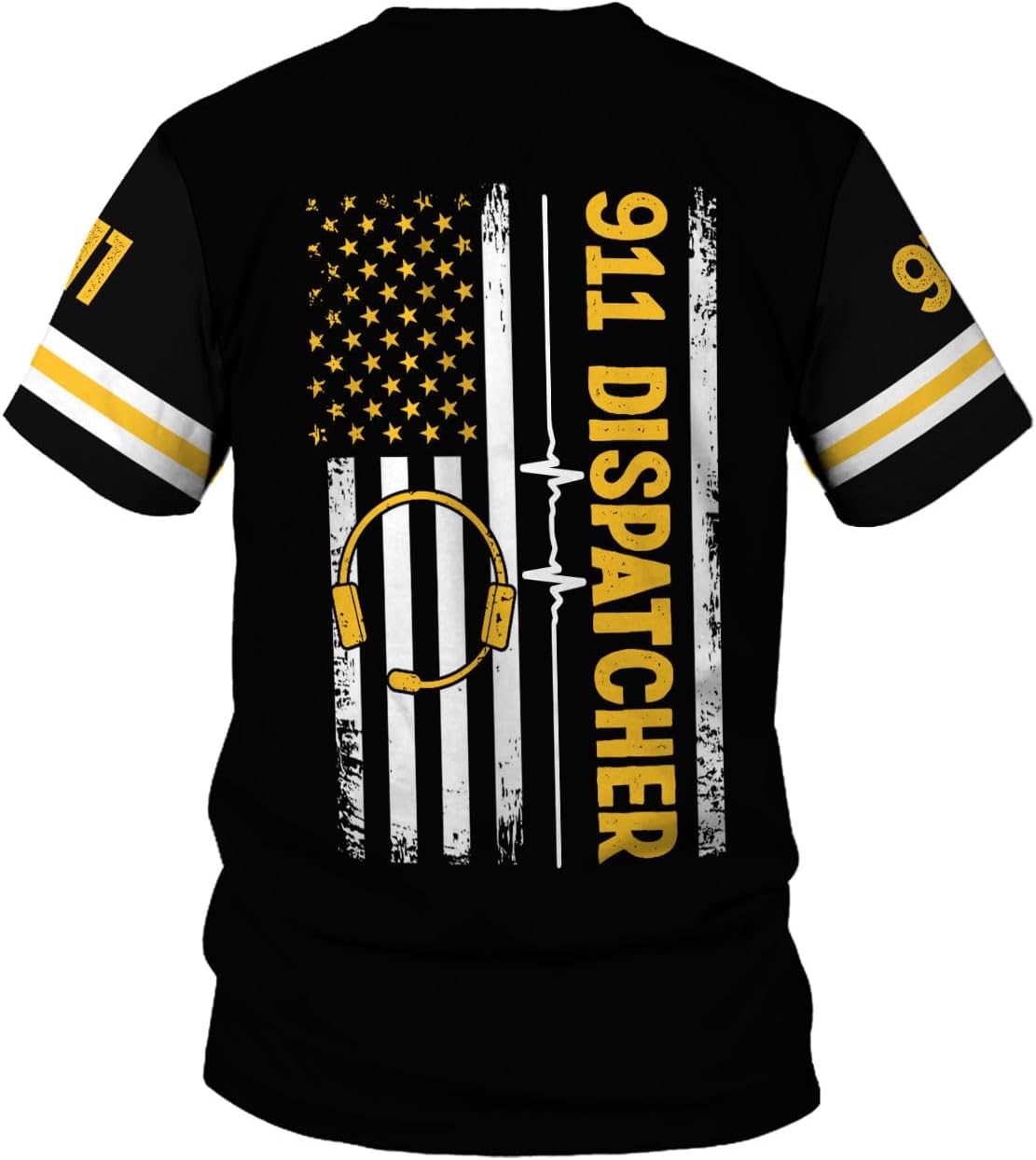 Leeprints Personalized 911 Dispatcher 3D Shirt, Custom Dispatcher 3D T-shirt, Thin Gold Line Flag 3D Shirts, Dispatcher