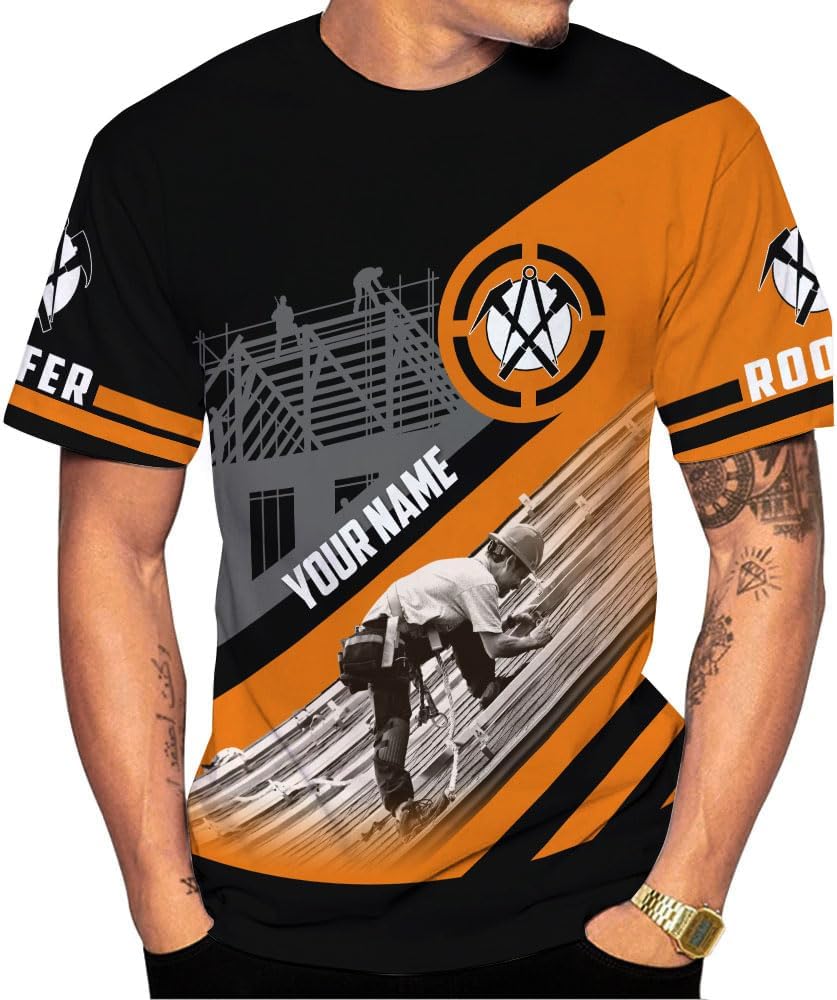 Personalized Roofer Tshirt, Roofing Shirt Men, Gift for Roofer 3D All Over Printed Tshirt, Gift for Father's Day and Birthday