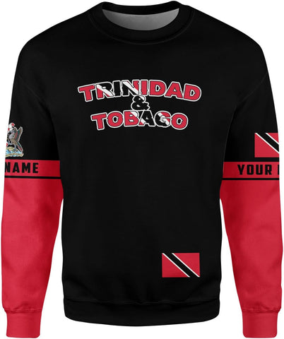 Vybonz Personalized Trinidad & Tobago Hoodie 3D Trinidad and Tobago Coat of Arms Flag Sweatshirt Trinidad Pride Zip Hoodie
