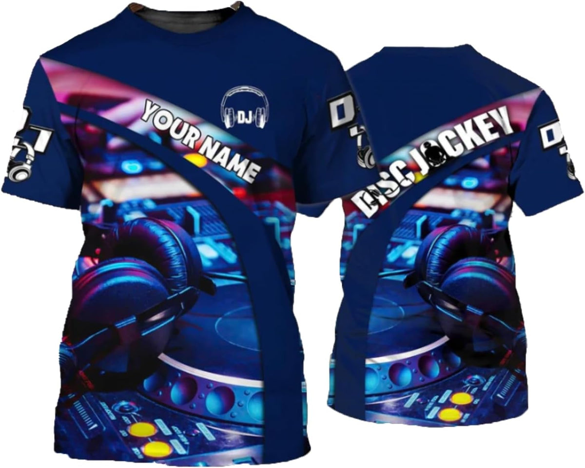 MAPrints Personalized DJ 3D T-Shirts, Custom DJ Shirt with Name, DJ Gifts for Men EDM Music Festival Clothing, Gift for DJ