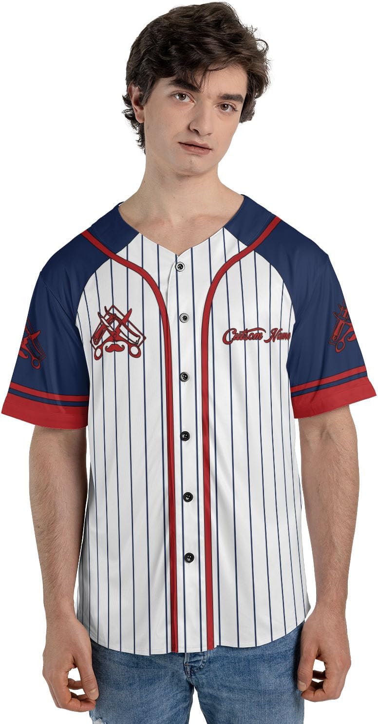 Personalized Barber Shop Baseball Jersey, Hairdresser Jersey, Barber Tools Hat