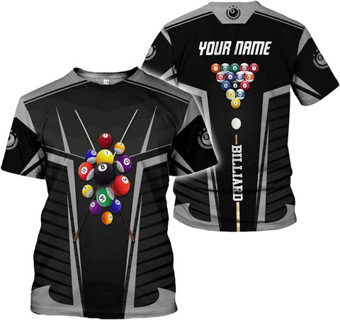 Pretyprints Personalized 3D Billiard Shirt Custom Name Men Women Team Apparel Pool 8 Ball Flag Tshirt Billiards Shirts Gift