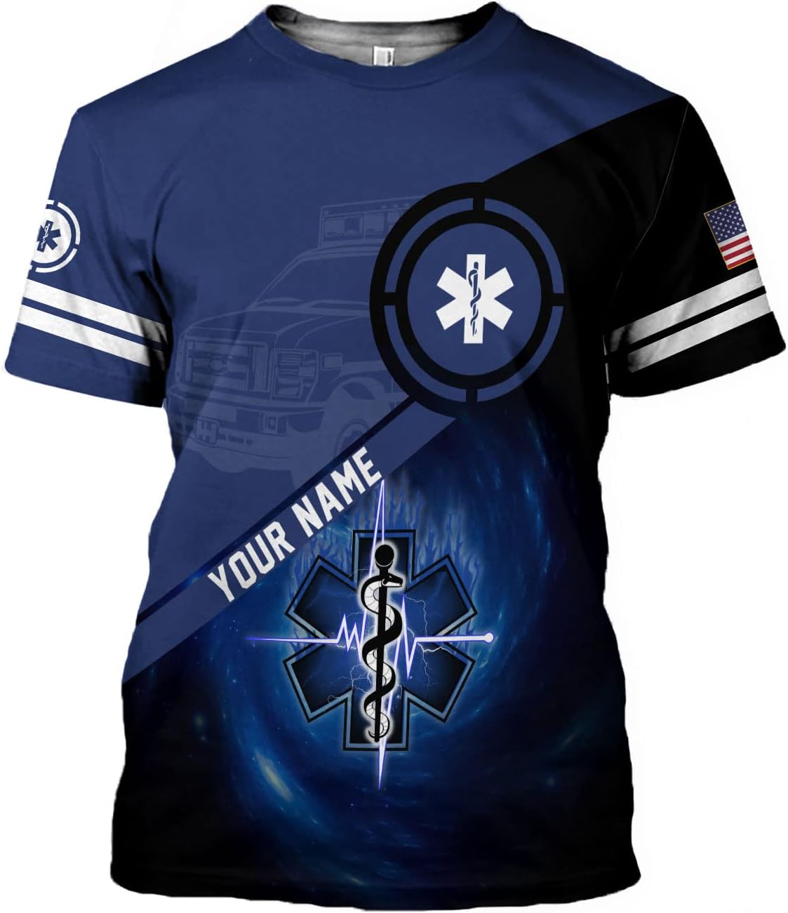 Mostefy Personalized Name EMS Shirt 3D Uniform Emergency Medical Technician, EMS Shirts for Men, EMT Shirt, Paramedic Shirt