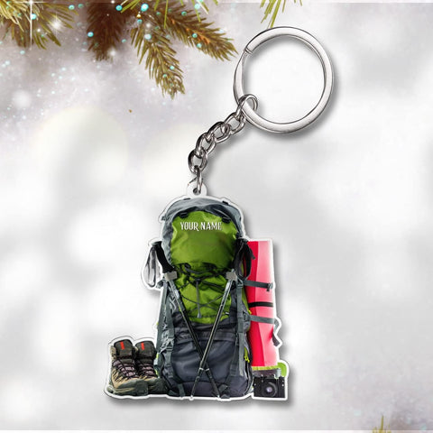 Artparel Personalized Hiking Bag Ornaments Hiking Bag Christmas Ornament Hiking Lover Christmas Camping Christmas Camping Gift Camping Hiking Camping Flat Ornaments