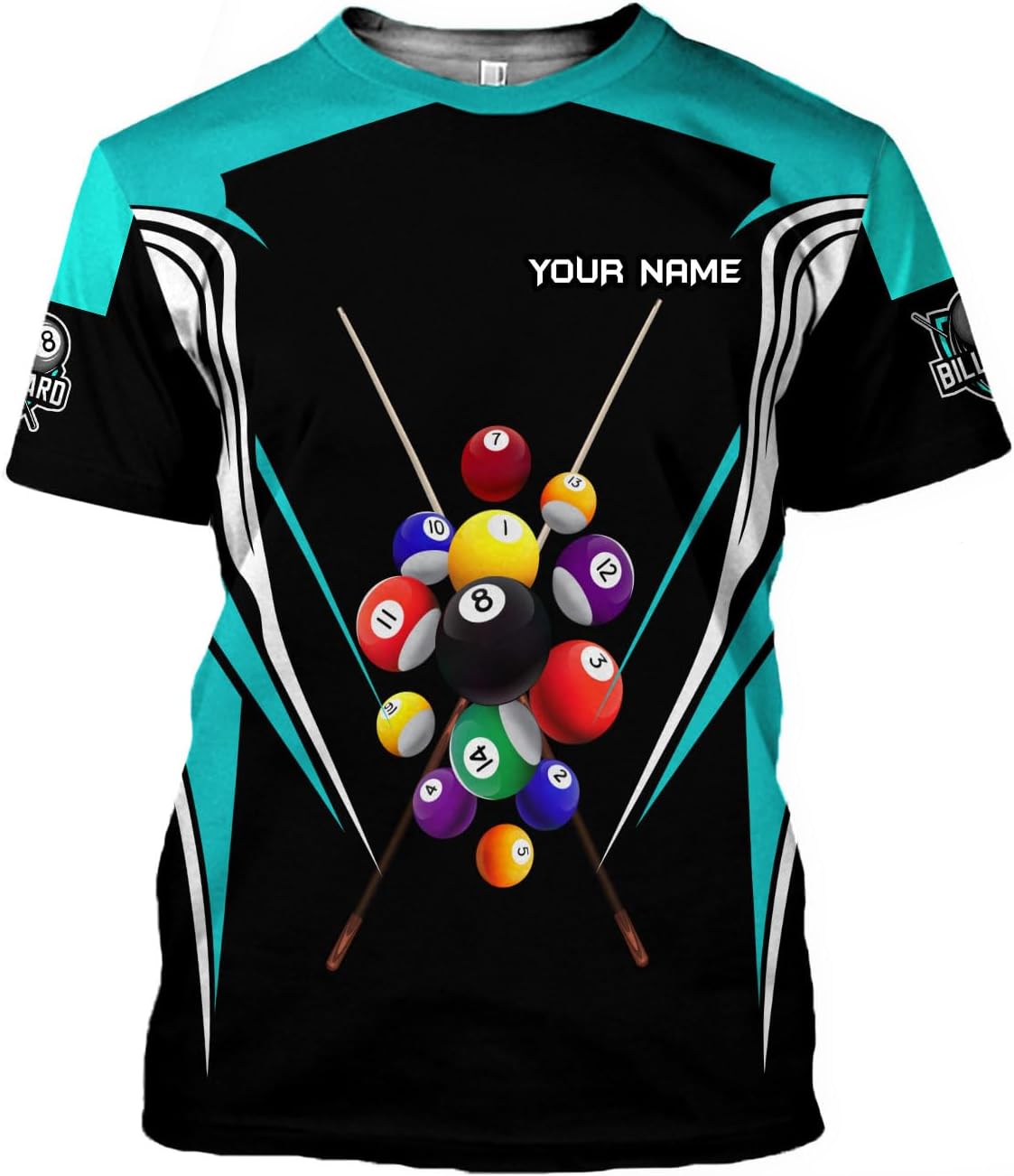 MoonArt Personalized Billiard Shirts 3D Billiard Shirt Custom Billiard Flag Shirt Men's Pool Billiards Shirt 8 Ball Men Women
