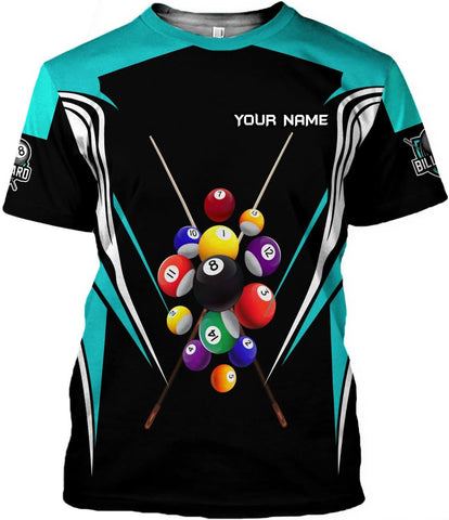 MoonArt Personalized Billiard Shirts 3D Billiard Shirt Custom Billiard Flag Shirt Men's Pool Billiards Shirt 8 Ball Men Women