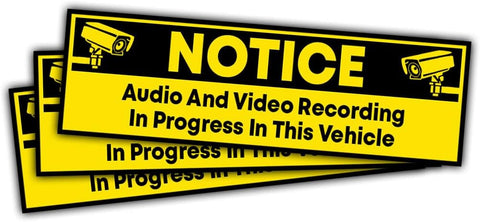 (3pcs) Dash Cam Sticker Dash Cam Recording Stickers, Audio and Video Recording Sticker- Vinyl Stickers for Laptop Water Bottle Phone Car Window Helmet 3 inches (Yellow)