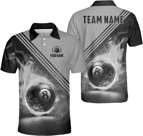 Ligthuy Personalized Billiard Polo 3D, 8 Ball Shirt, Billiards Shirts for Men, Billiard Gifts for Men and Women S-5XL