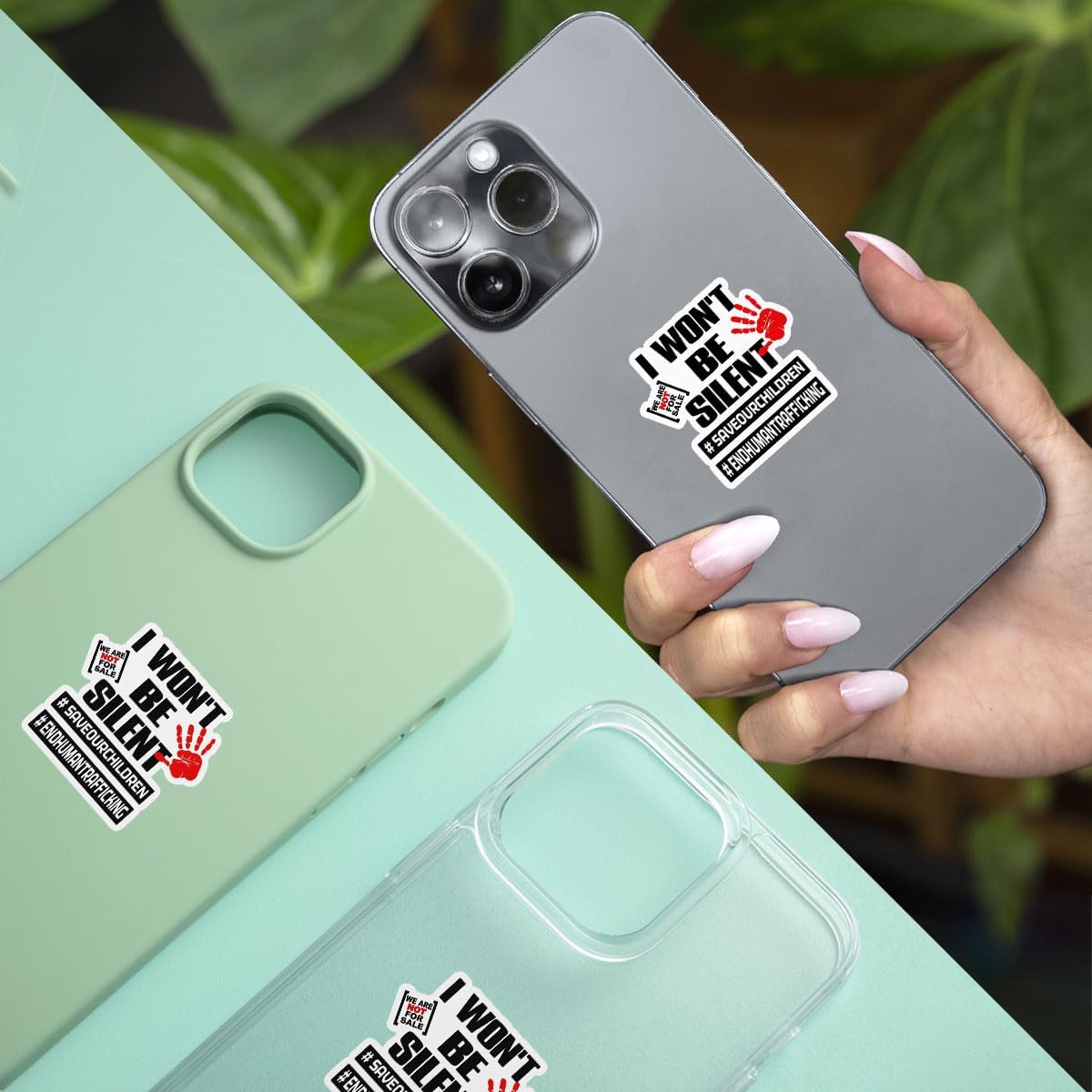 3 Pcs I Won't Be Silent Save Our Children End Human Trafficking Sticker, Human Trafficking Awareness Stop Hand Decal Sticker Wall Laptop Decals for Water Bottle Tumbler Phone Case Laptop 3"x3"