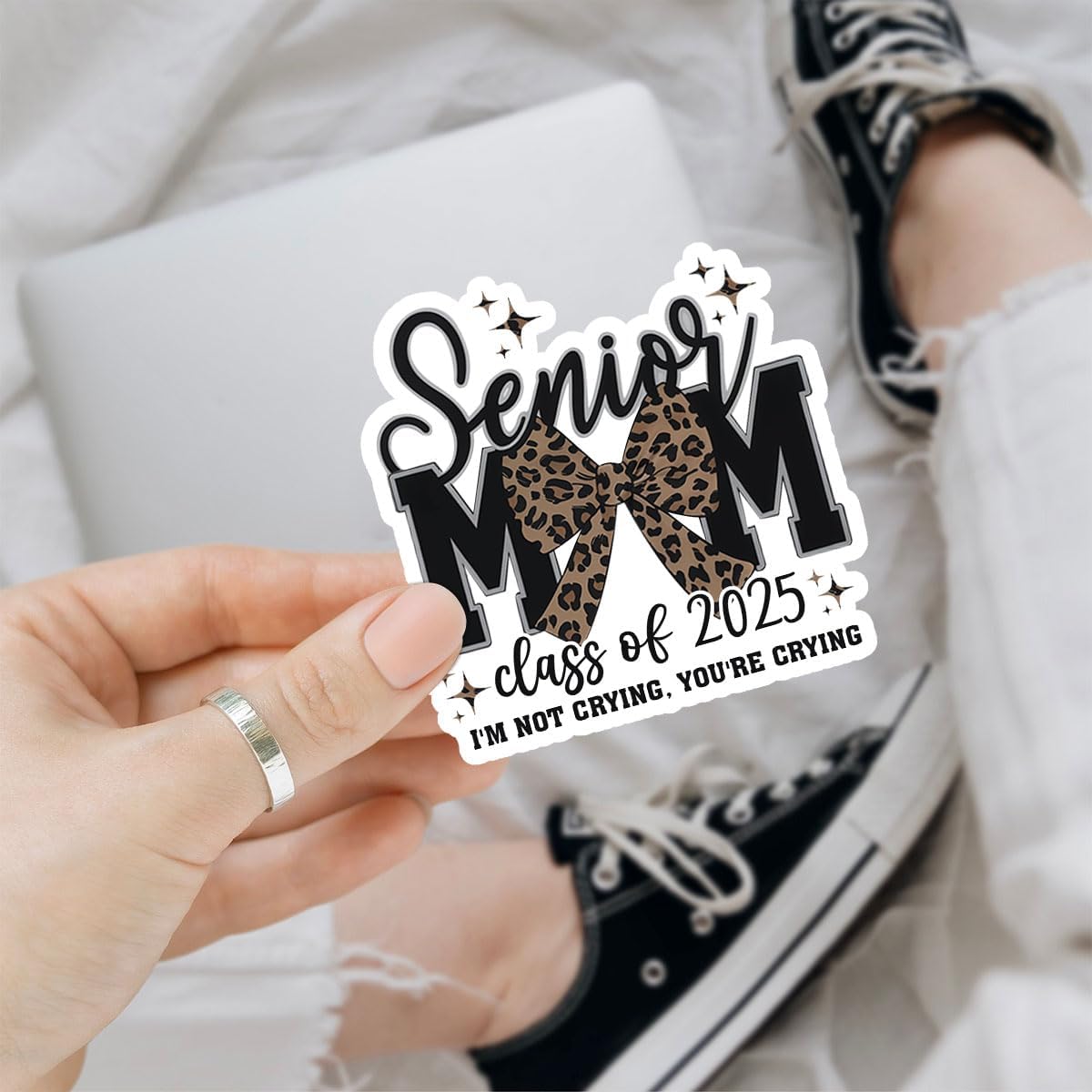 3Pcs Senior Mom Class of 2025, Mother of College or High School Graduate, School Pride Decal for Laptop Water Bottle Phone Case Car Window Helmet Vinyl Stickers 3"x3"