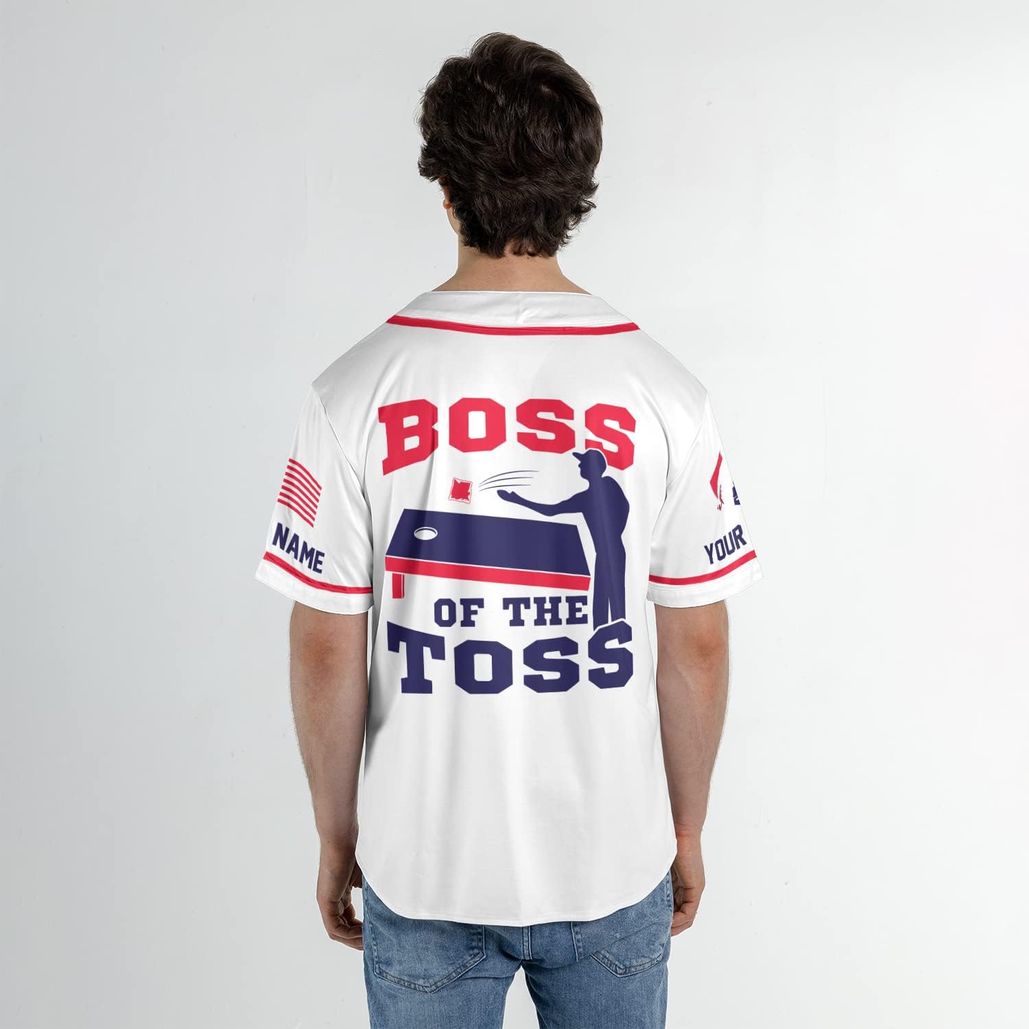 Royal Fight Personalized Cornhole Baseball Jersey Cornhole Toss Like A Boss Baseball Shirts Funny Cornhole Jerseys Men Women