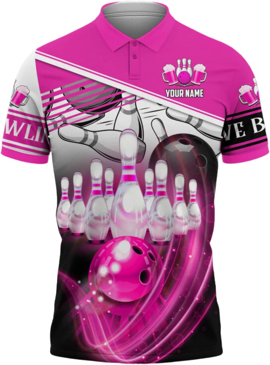Intenprints Custom 3D Bowling Polo Shirts Personalized Jersey Men Women Team Name Unisex Bowling Shirt Jerseys