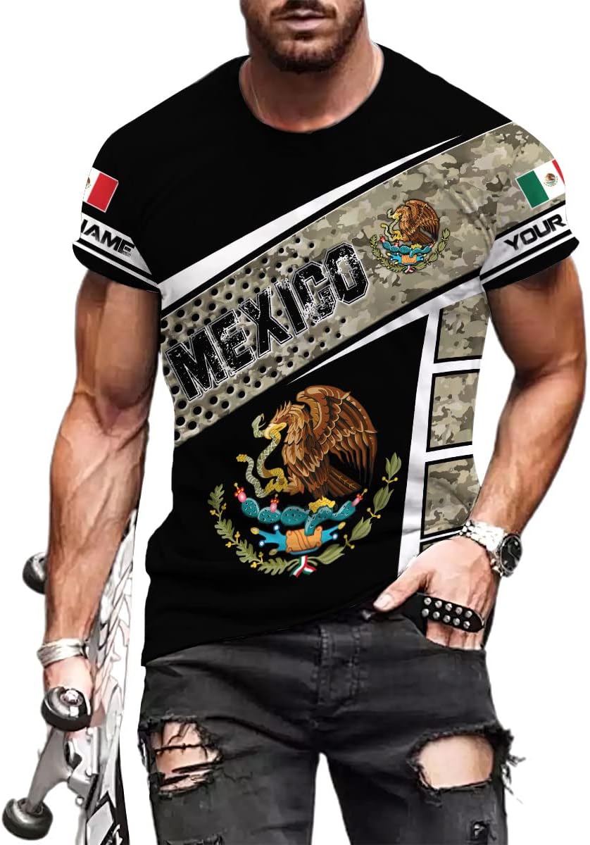 Personalized Name Mexican Shirts for Men, Customized Mexico Shirts for Men, Mexico Shirts for Women Mexico Shirt Eagle Flag