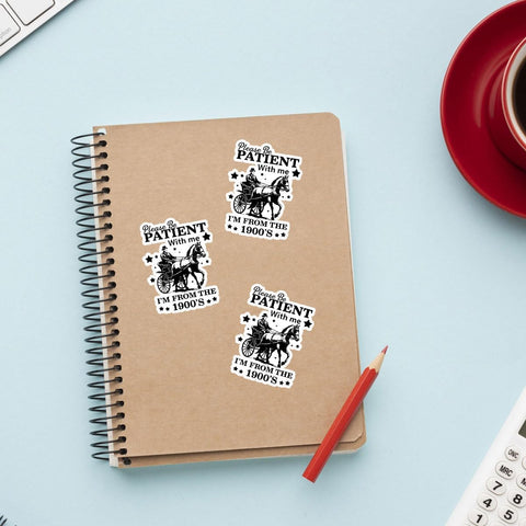 3 Pcs Please Be Patient with Me I'm from The 1900s Sticker, Cowboys Millennials Trendy Funny Sarcastic Stickers - Vinyl Stickers for Water Bottles Laptop Car Hard Hat Window Helmet 3 Inches
