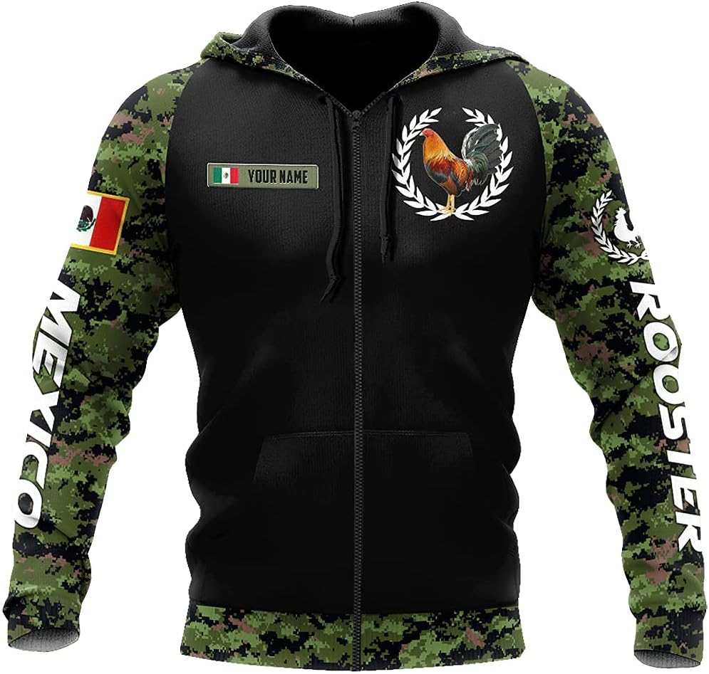 Zip Hoodie Personalized Mexican Rooster 3D Printed Rooster Lover Unisex Hoodie, T Shirt, Zip Up Hoodie, Sweatshirt for Men Women HD503 Multicolor