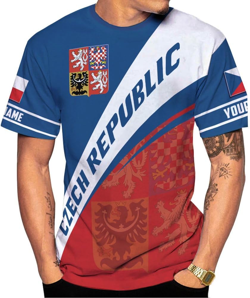 Personalized Czech Shirts 3D, Czechoslovakian T-Shirts, Czech Republic Flag Pride Shirt Unisex, Gifts for Czechs (CZ 9)
