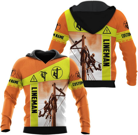 Personalized Lineman 3D Print Hoodies Unisex Pullover Hoodie Gift For Men, Women, Full Size S-5XL For Men Women
