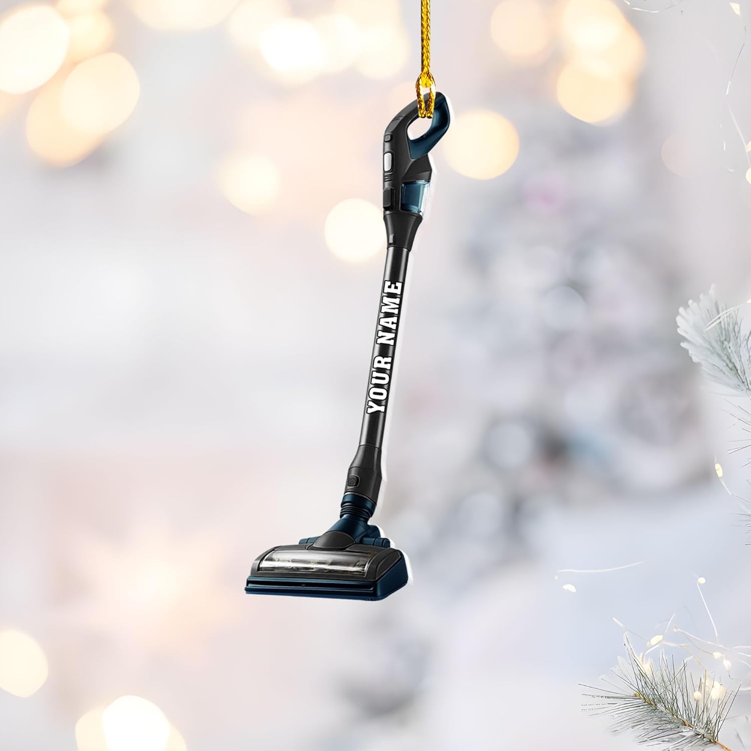 Customized Vacuum Cleaner Christmas Ornament, Cleaning Tools Ornament for Christmas Tree, Gift for Housewife Housekeeper, Holiday Xmas Tree Hanging Decor for Mom Woman Wife (Acrylic, Style 6)