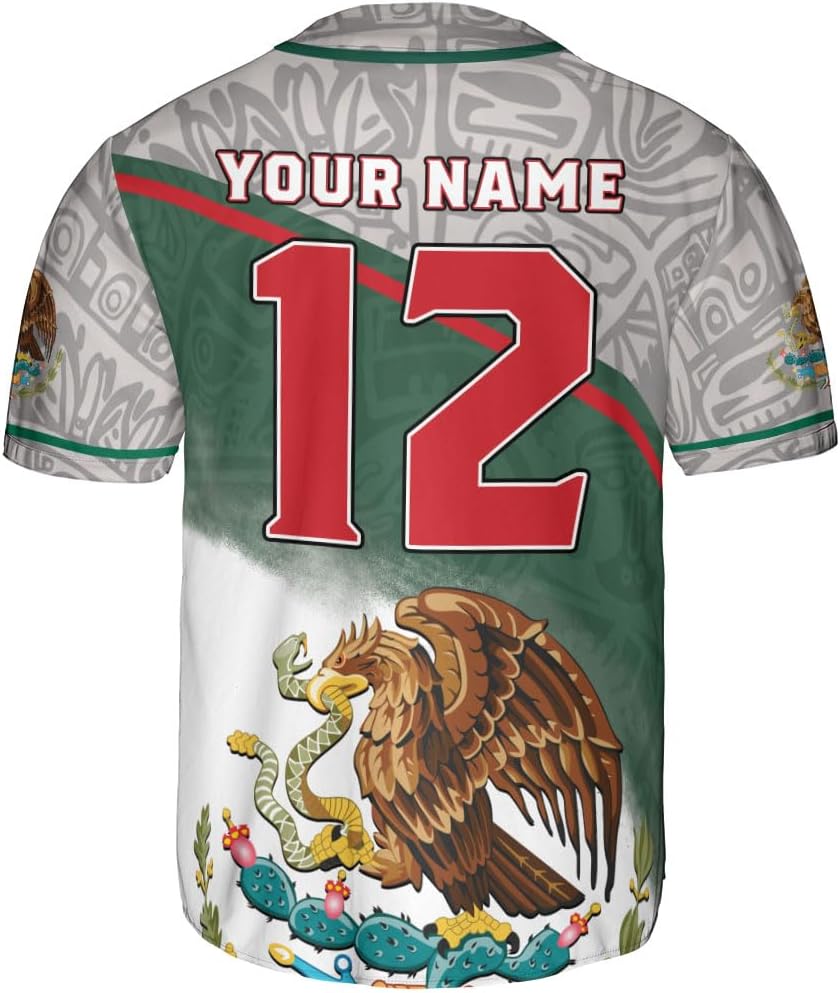 Mostprints Custom Mexico Baseball Jerseys Mexican Eagle & Flag Shirt for Teams, Mexico Shirts for Men & Women Size S-5XL