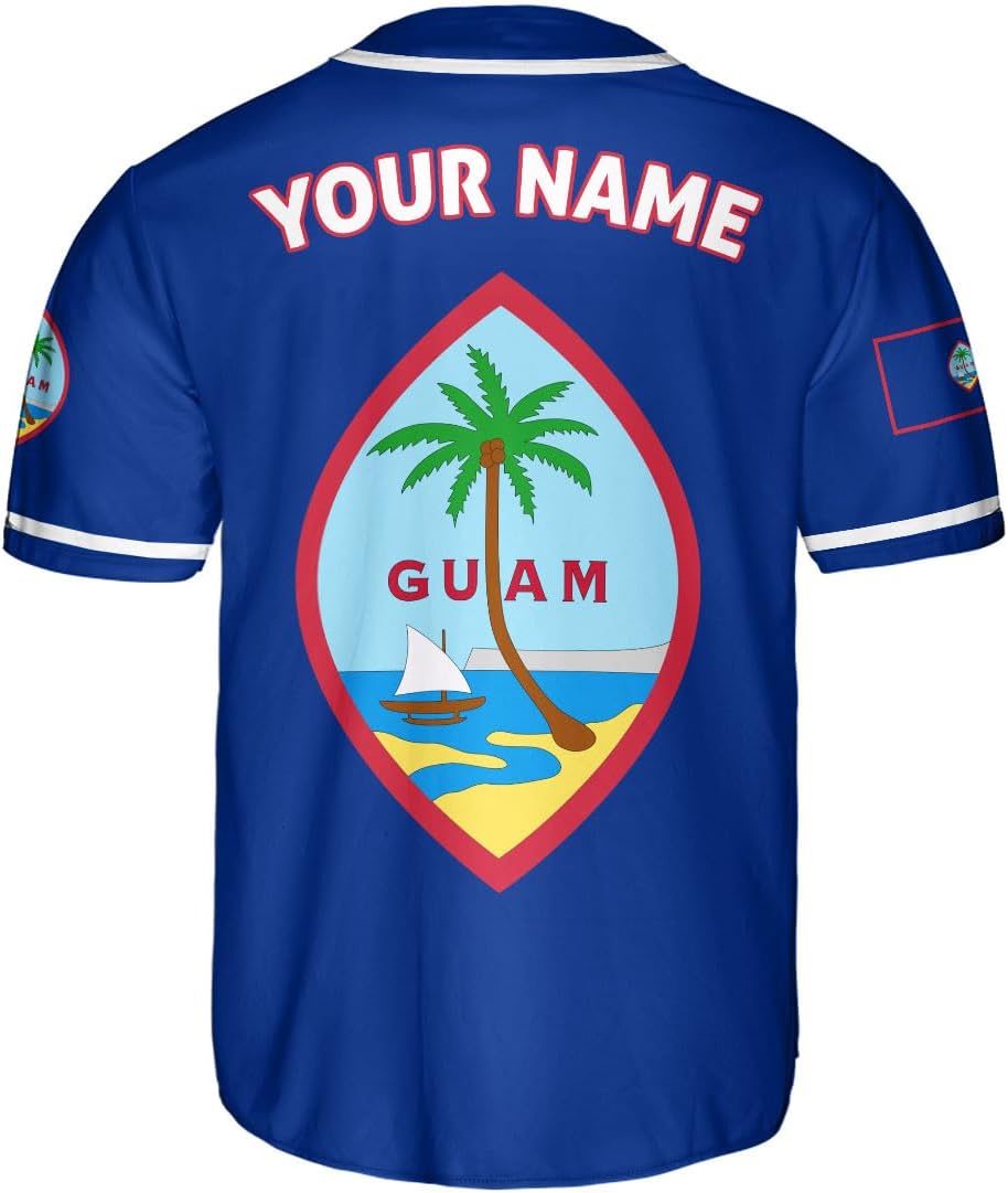 Parvii Personalized Guam Baseball Jersey Shirt, Guam Jersey, Guahan Flag Jersey, Guam Islander Pride Jersey for Men & Women